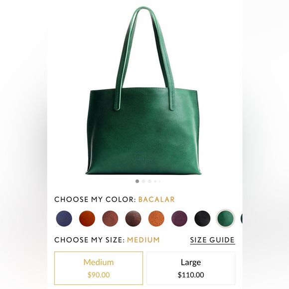 Portland Leather Bacalar Green Medium Tote Bag - Picture 8 of 13